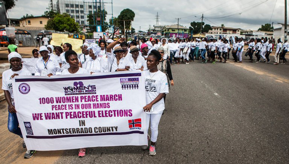 woman march for peacful election liberia