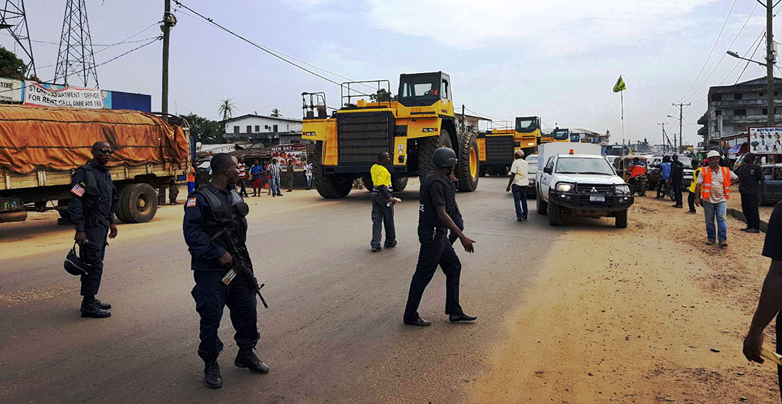 dump trucks excavators transport liberia